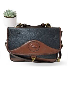 Dooney & Bourke Cavalry Flap Crossbody Bag AWL Black Brown Vintage